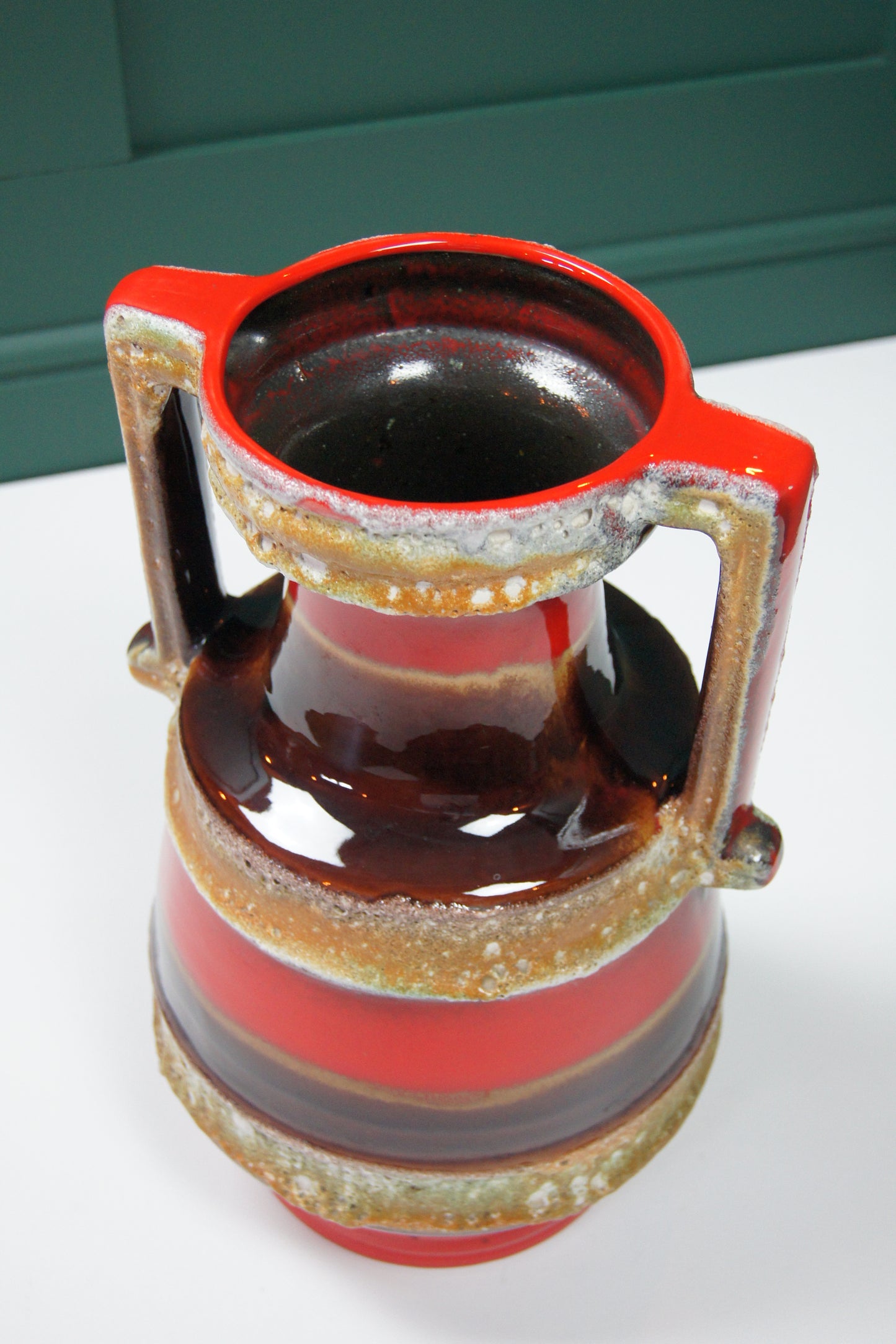 Large Red & Brown 'Fat Lava' West German Vase