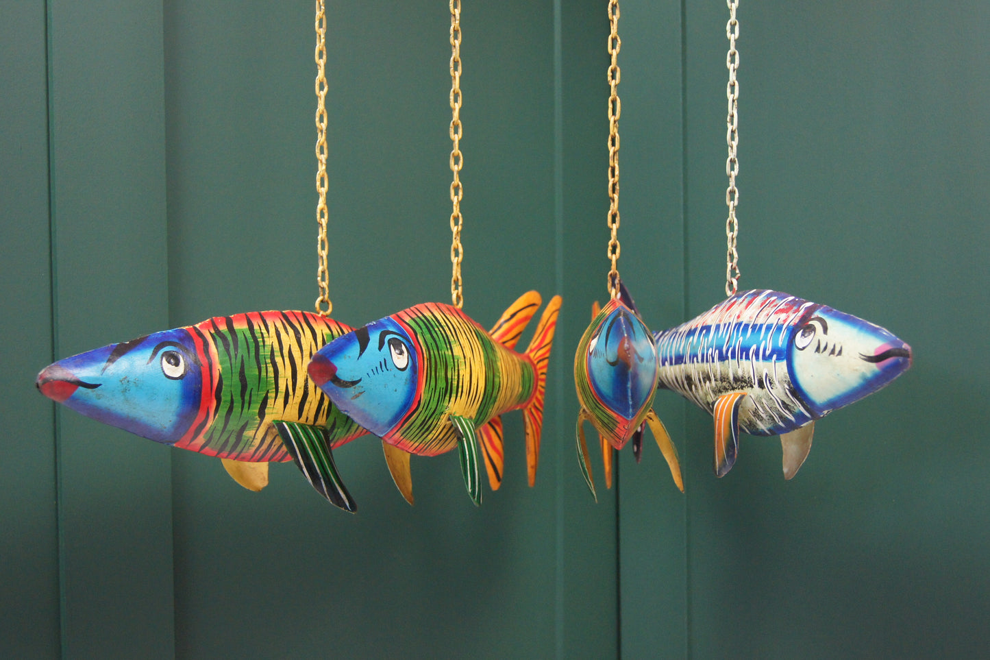 Hanging Painted fish - Multicoloured