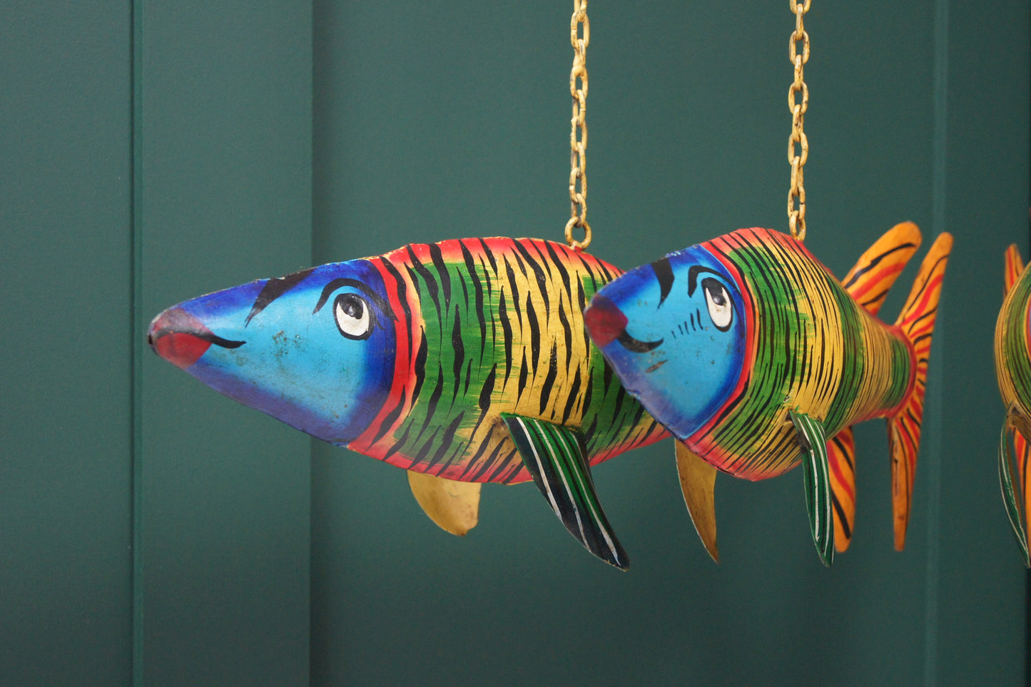 Hanging Painted fish - Multicoloured