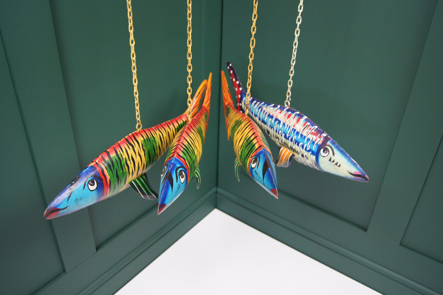 Hanging Painted fish - Multicoloured