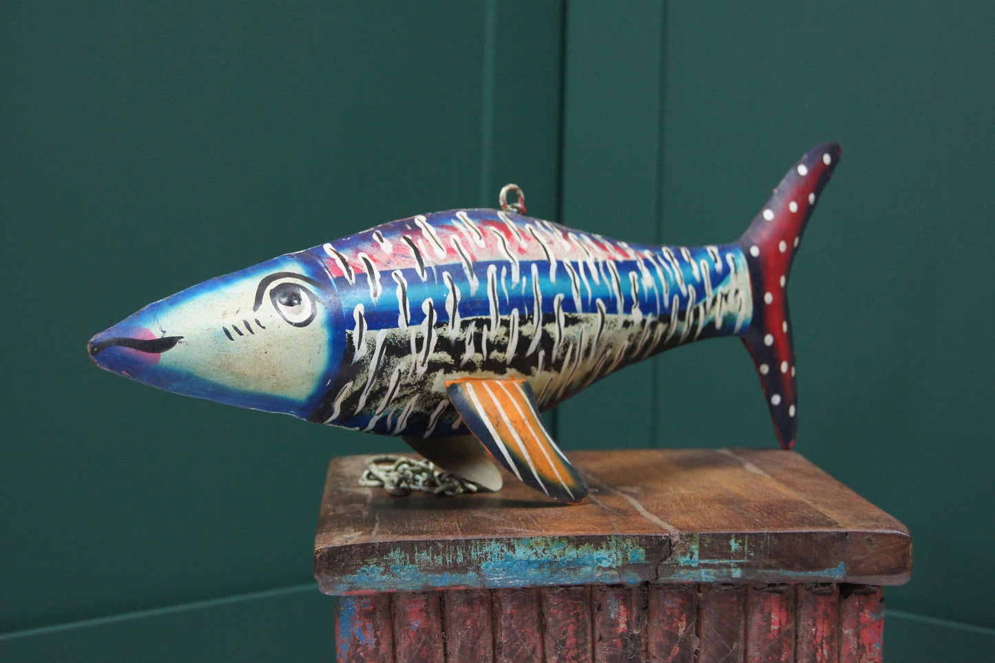 Hanging Painted fish - Blue