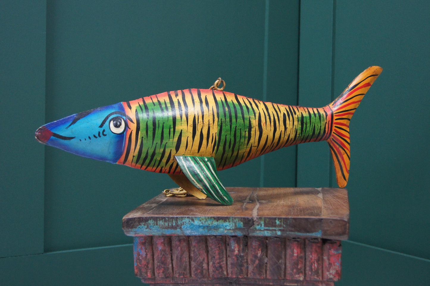 Hanging Painted fish - Multicoloured