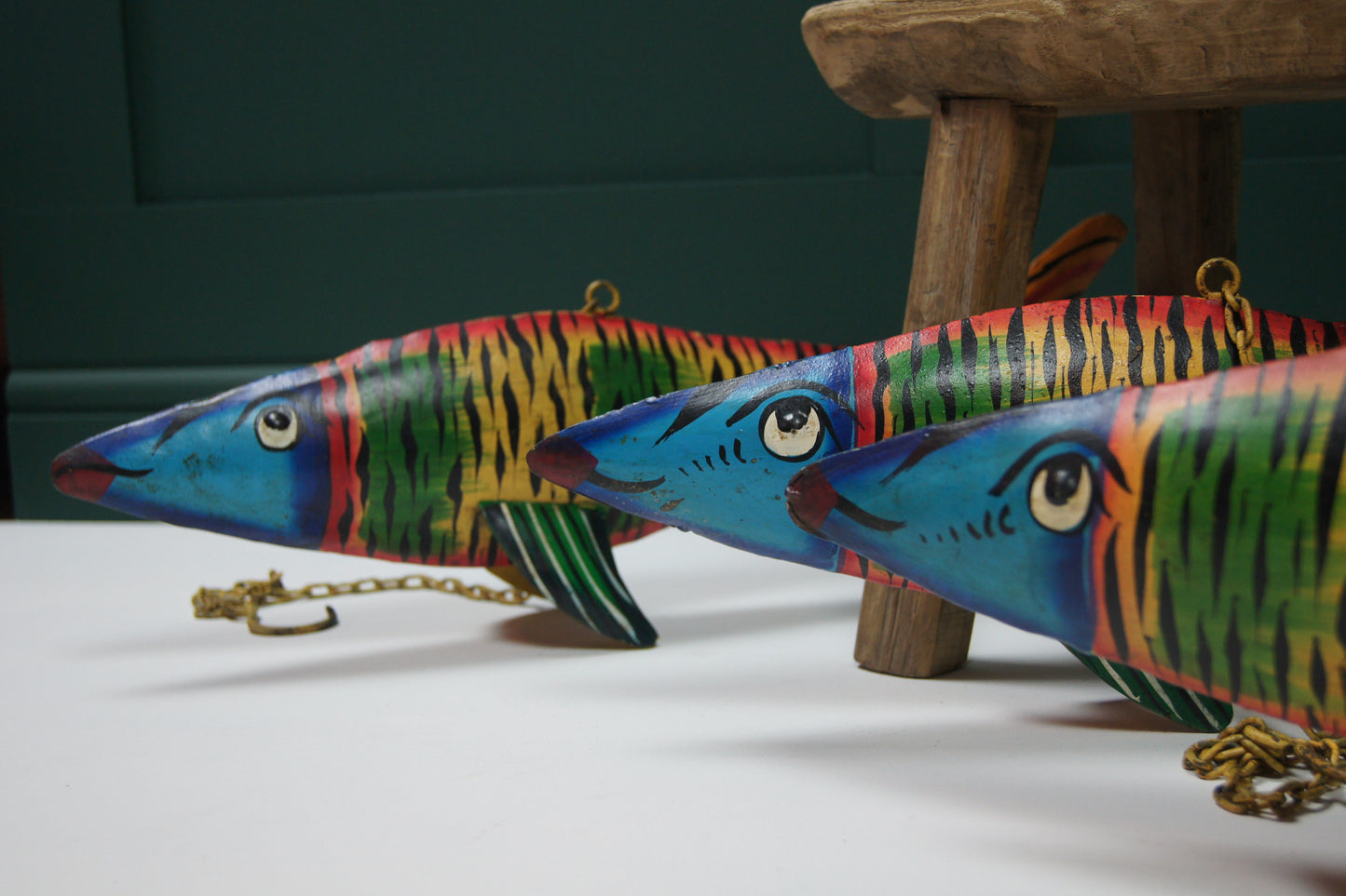 Hanging Painted fish - Multicoloured