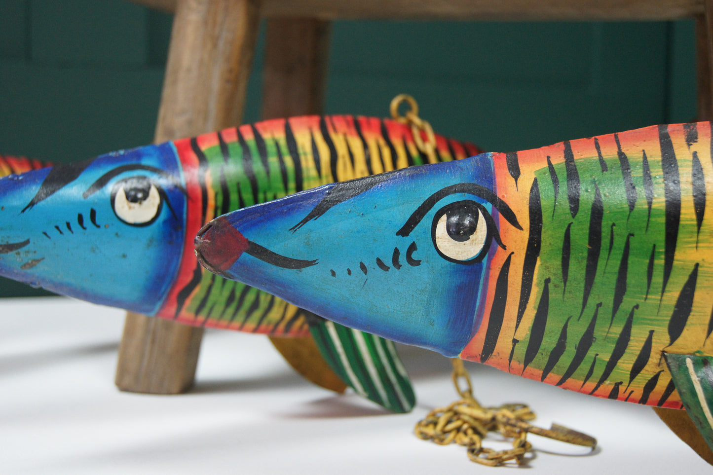 Hanging Painted fish - Multicoloured