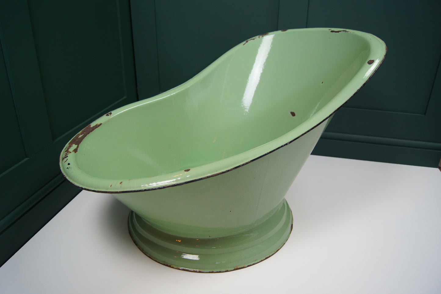 Victorian Green Enamelled Tin Bath