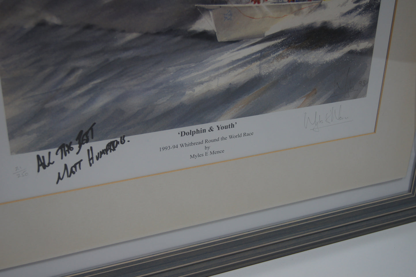 Signed Framed Limited Addition Myles E Mence & Matt Humphries print - Dolphin & Youth