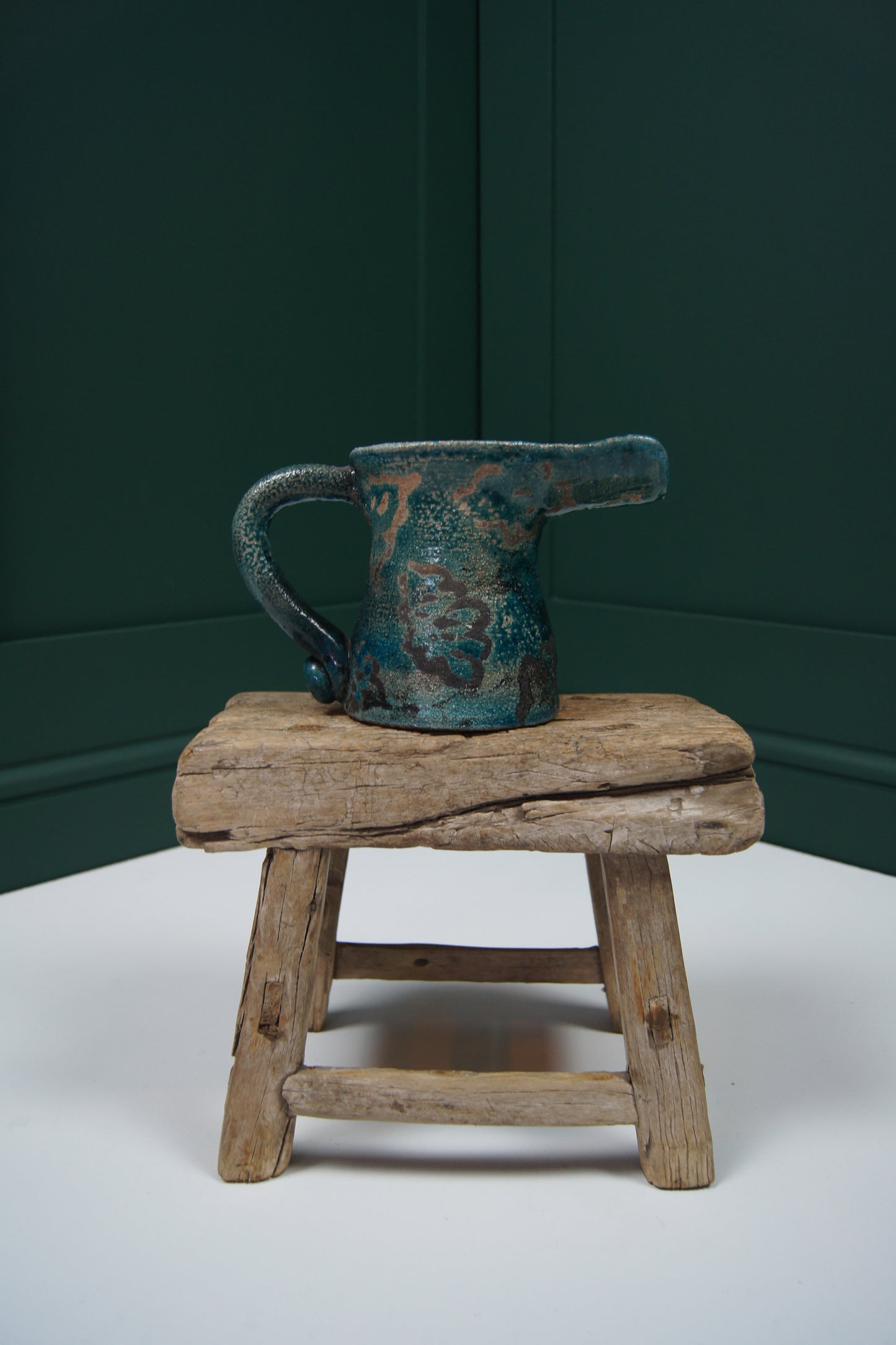 Raku Blue Pottery Jug