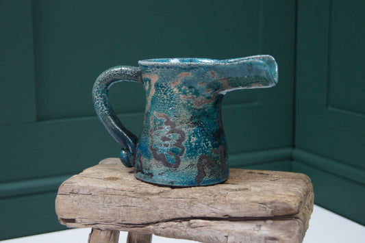 Raku Blue Pottery Jug