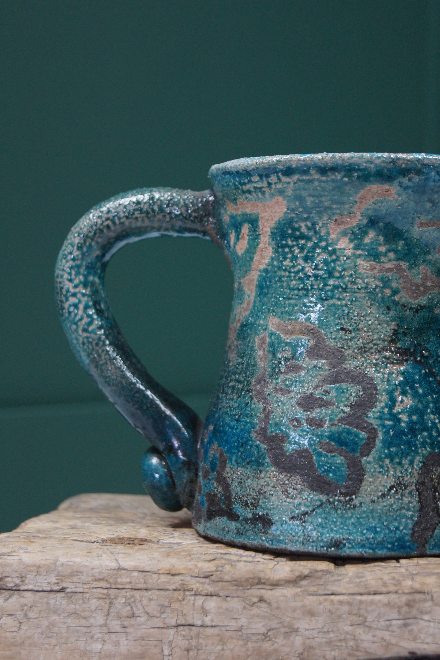 Raku Blue Pottery Jug