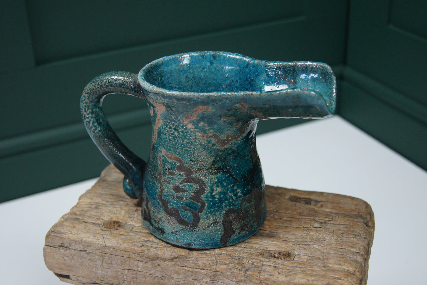 Raku Blue Pottery Jug