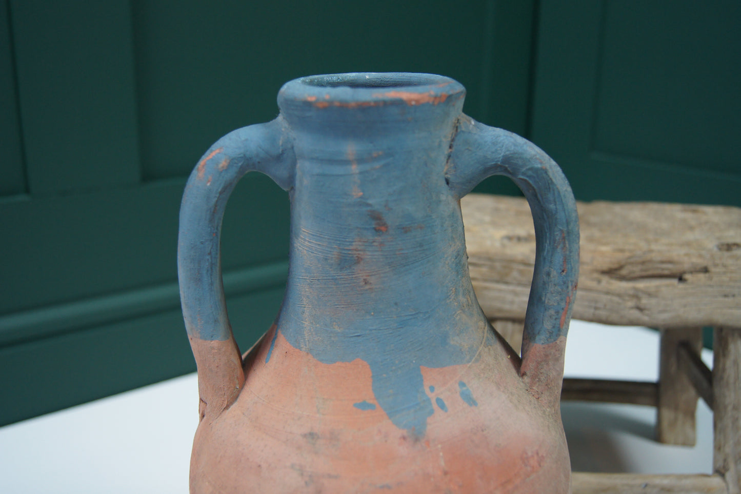 Vintage Terracotta Amphora/Jug - Dual Handle Blue
