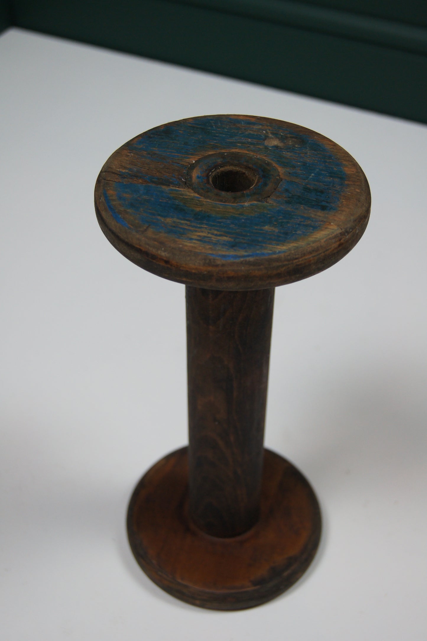 Extra Large Vintage Blue Wooden Bobbin