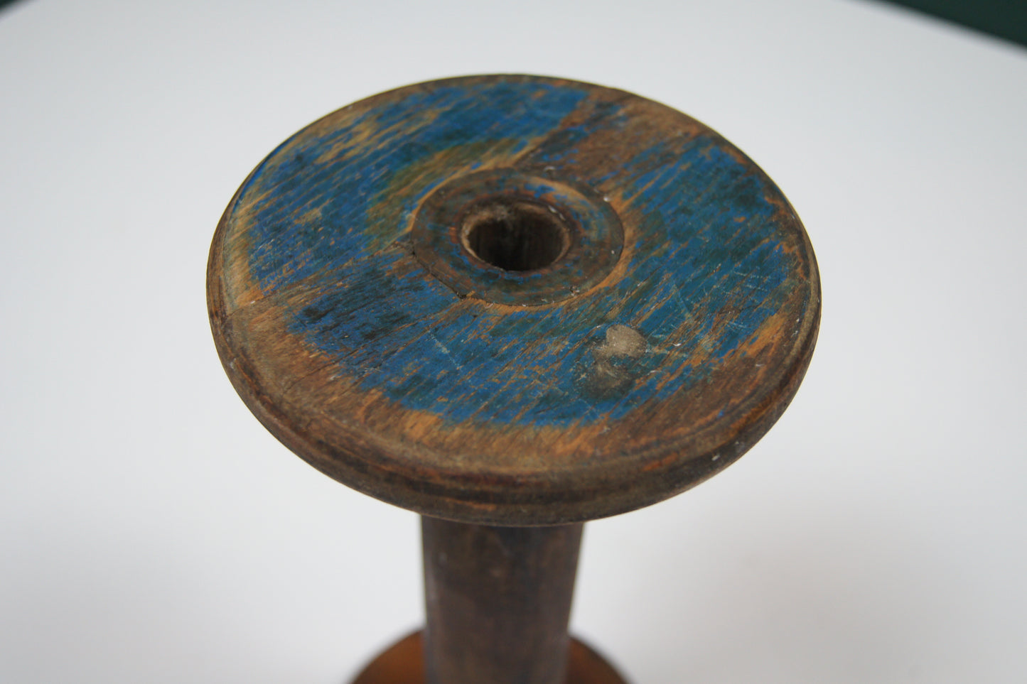 Extra Large Vintage Blue Wooden Bobbin