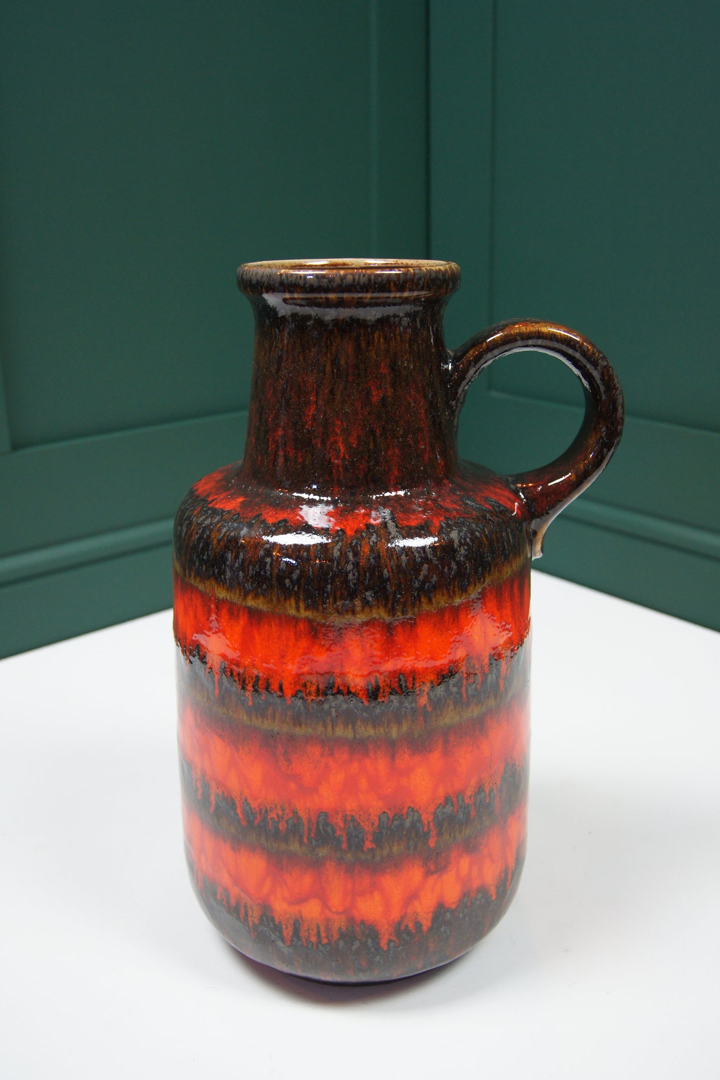 Large Orange, Red & Brown West German Vase