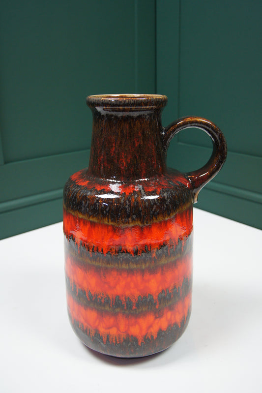 Large Orange, Red & Brown West German Vase