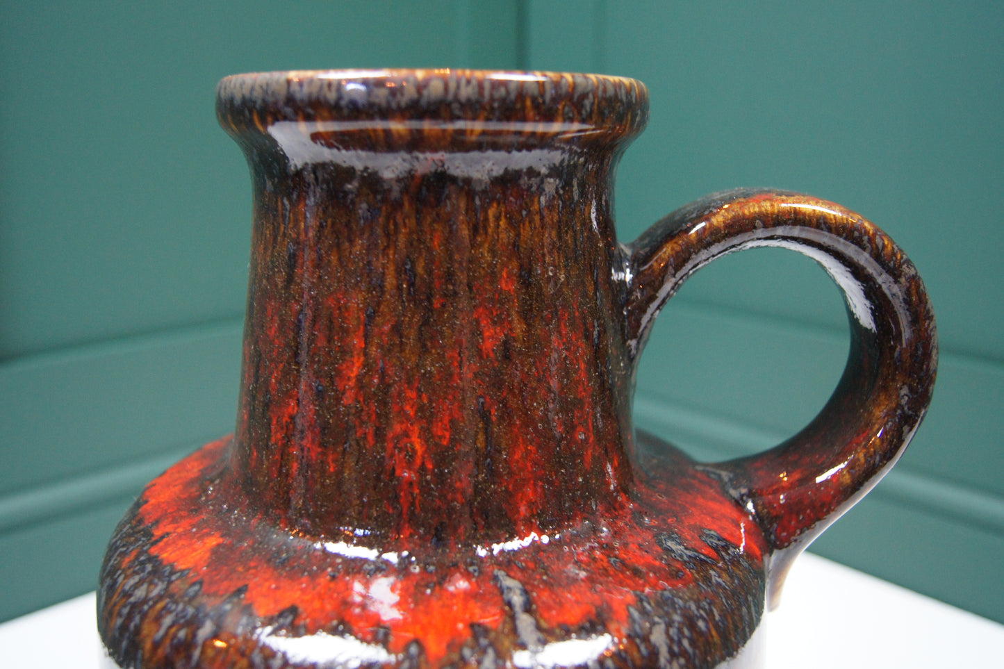 Large Orange, Red & Brown West German Vase