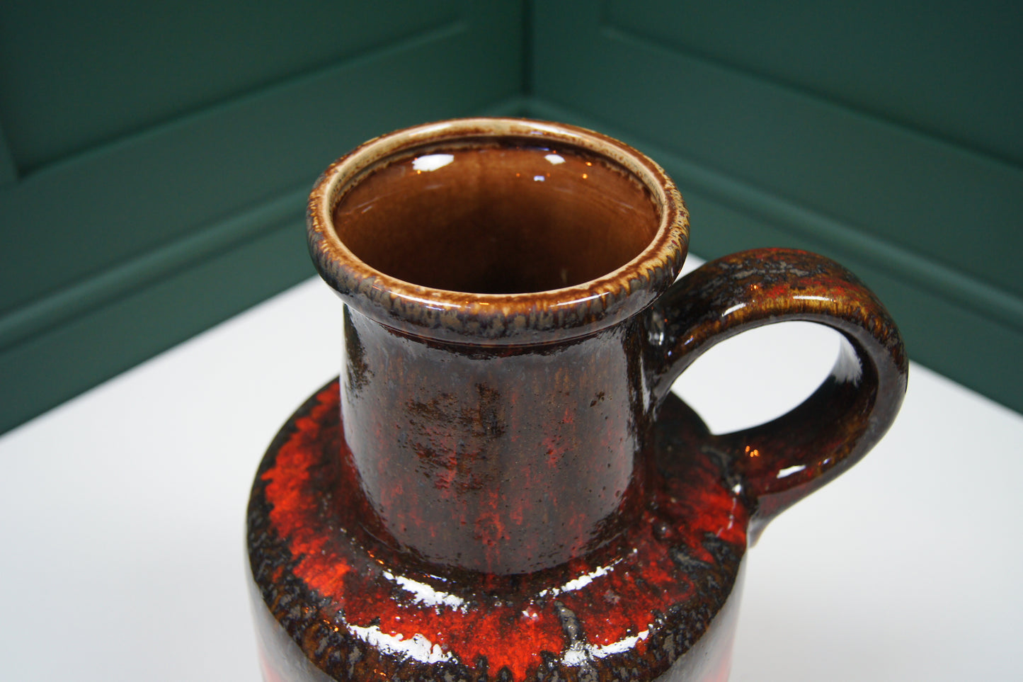 Large Orange, Red & Brown West German Vase