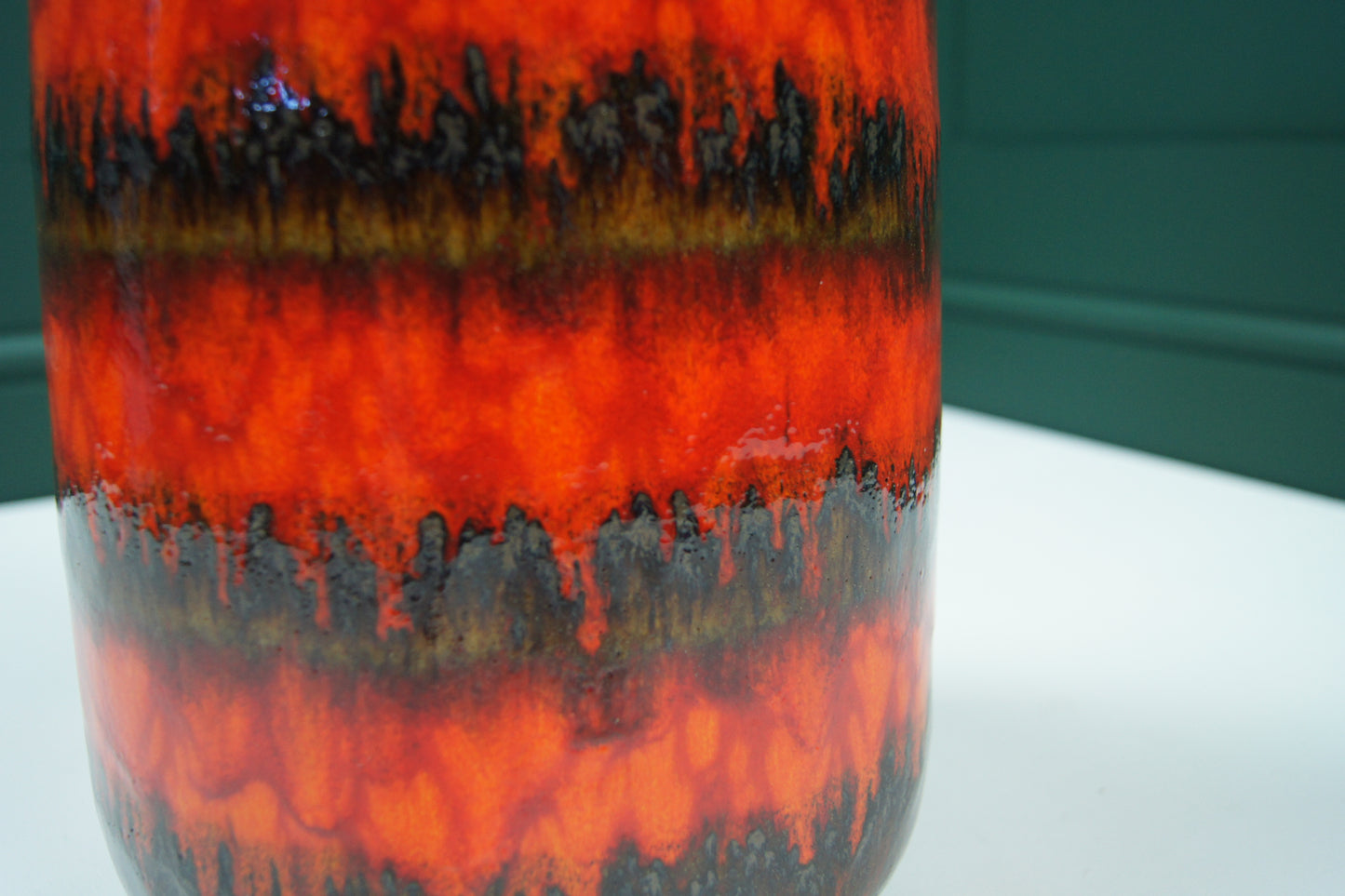 Large Orange, Red & Brown West German Vase
