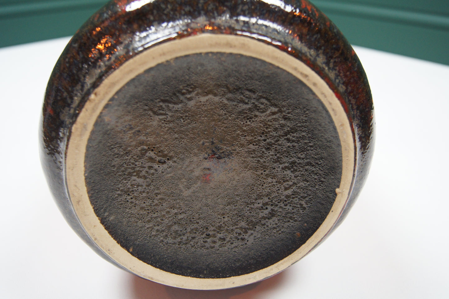 Large Orange, Red & Brown West German Vase