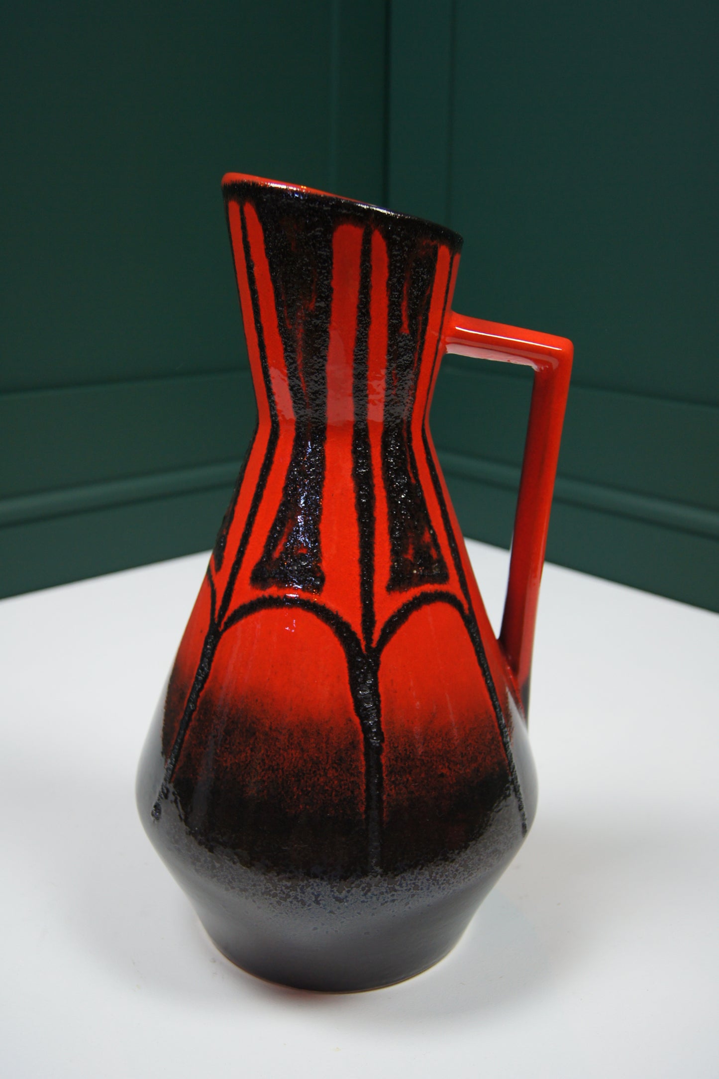 Large Black & Red West German Vase