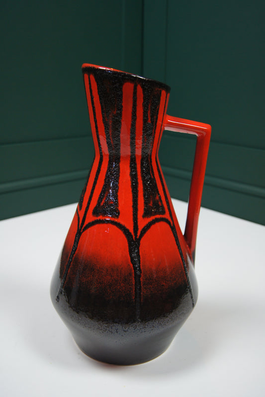 Large Black & Red West German Vase