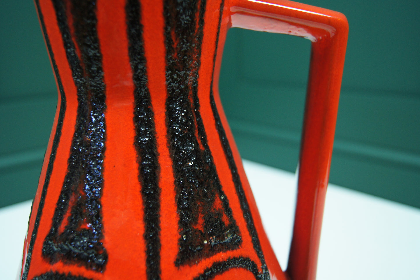 Large Black & Red West German Vase