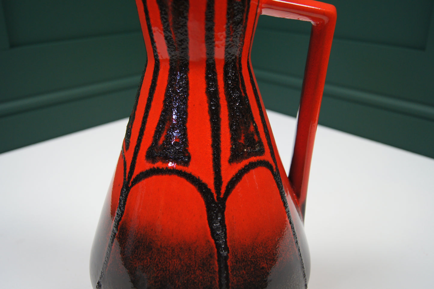 Large Black & Red West German Vase