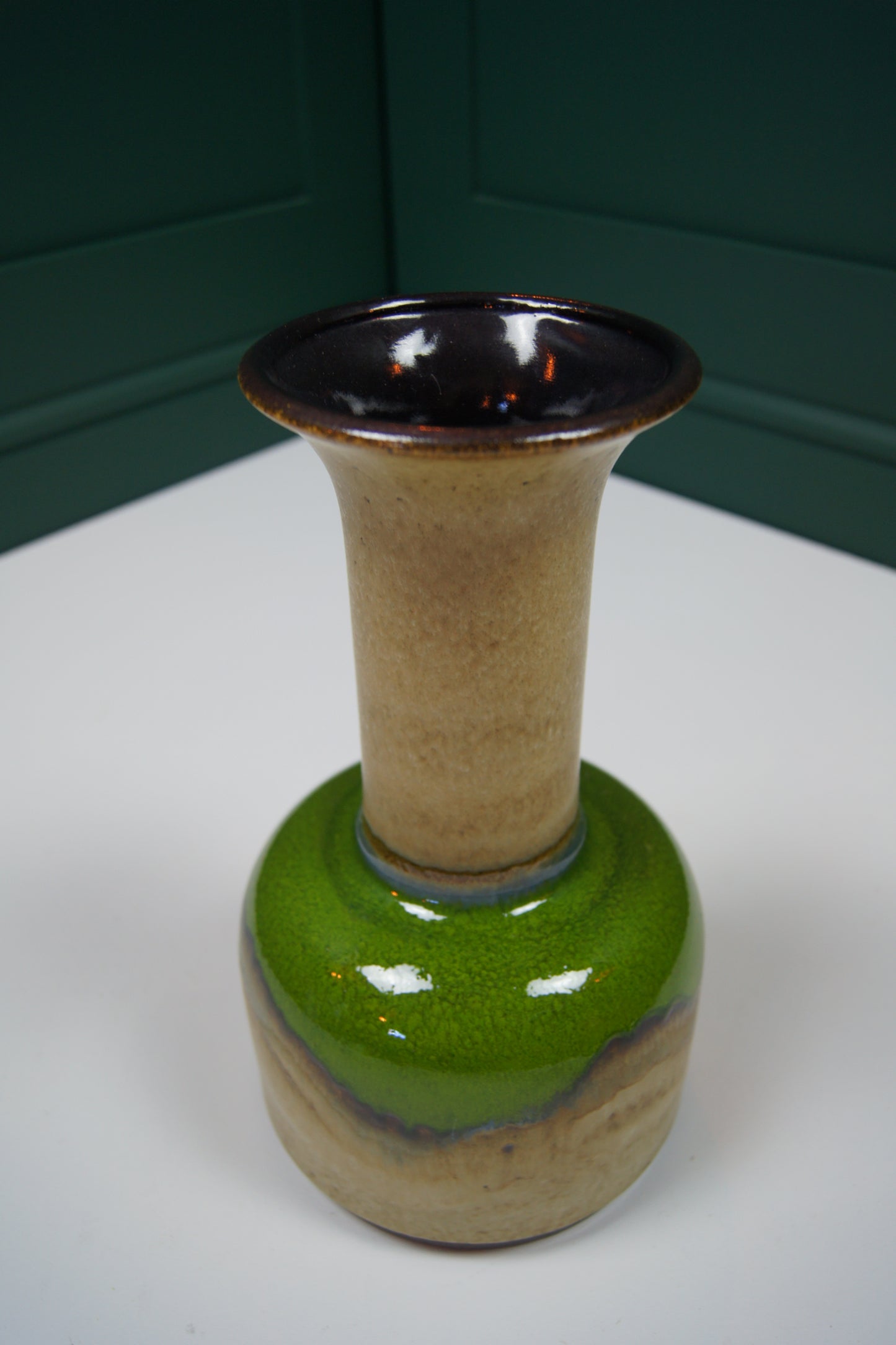 Medium Green & Brown West German Vase '602-10-30'