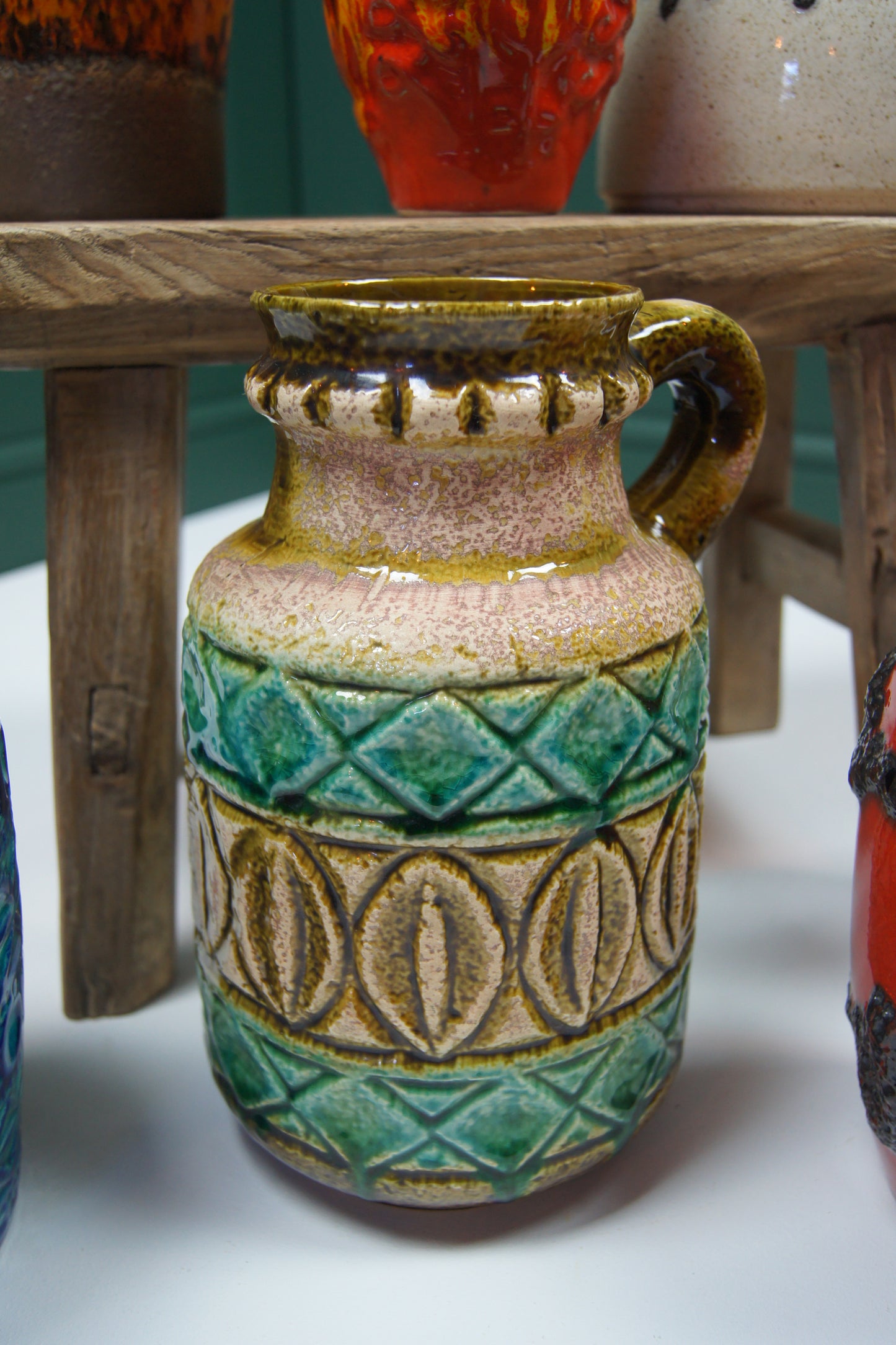 Medium Green & Brown West German Vase '93-25'