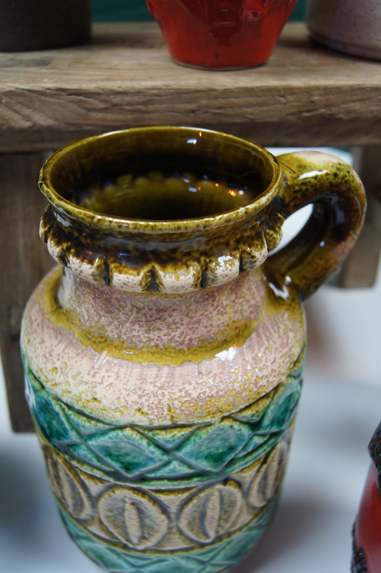 Medium Green & Brown West German Vase '93-25'