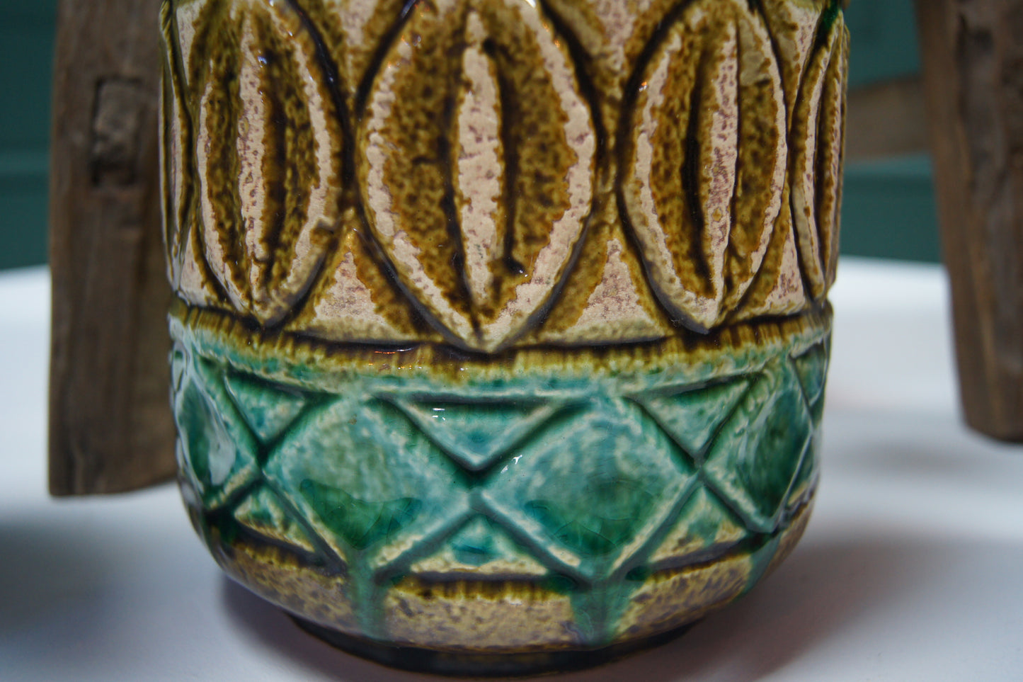 Medium Green & Brown West German Vase '93-25'