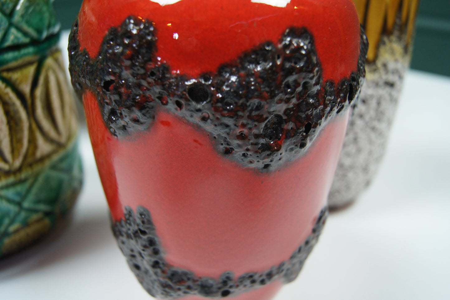 Small Red & Black 'Fat Lava' West German Vase