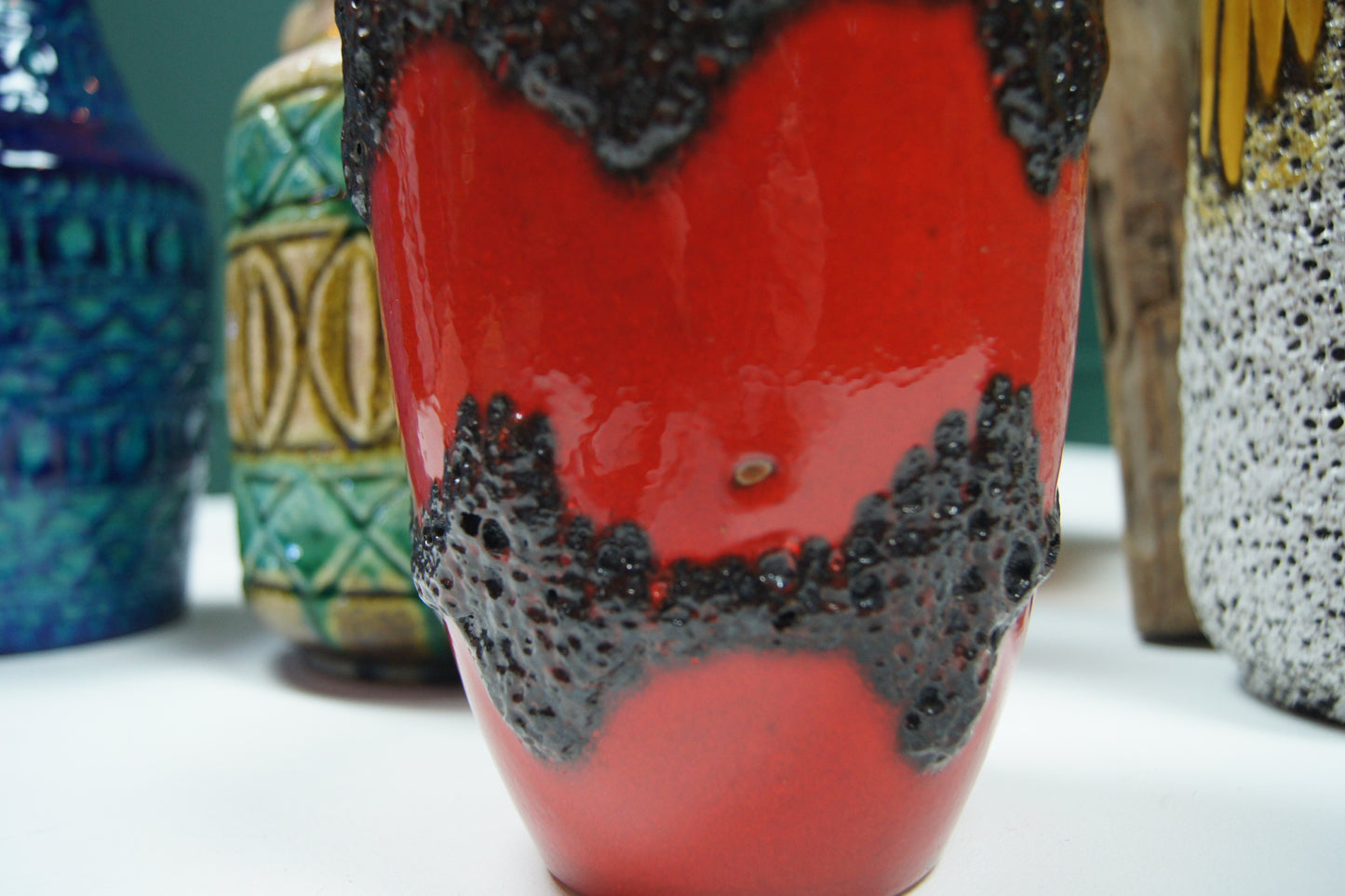 Small Red & Black 'Fat Lava' West German Vase