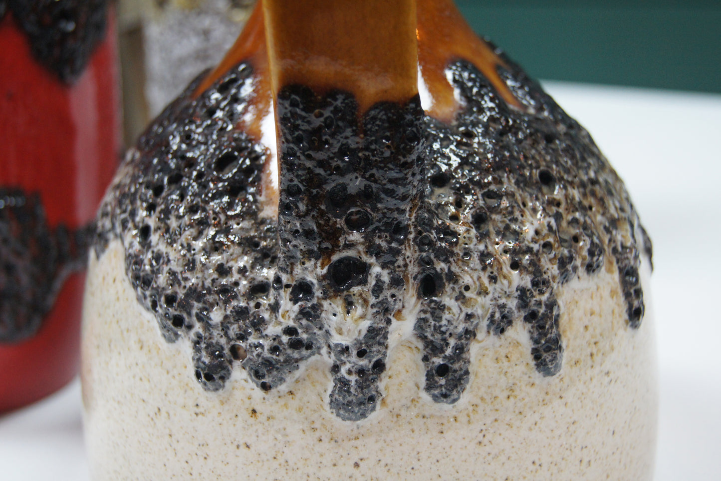 Small Brown & Cream 'Fat Lava' West German Vase '83-20'