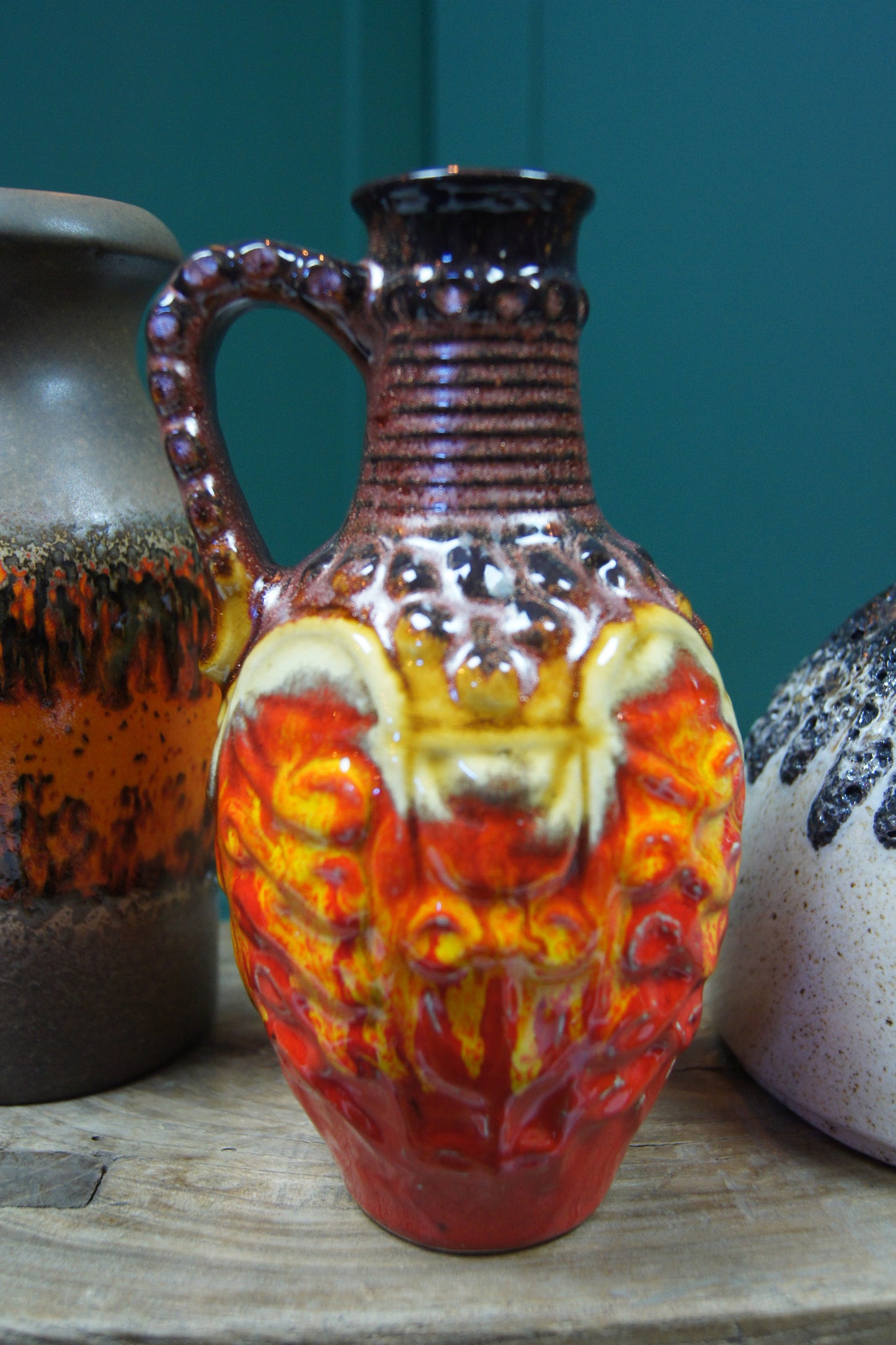 Small Orange & Yellow West German Vase
