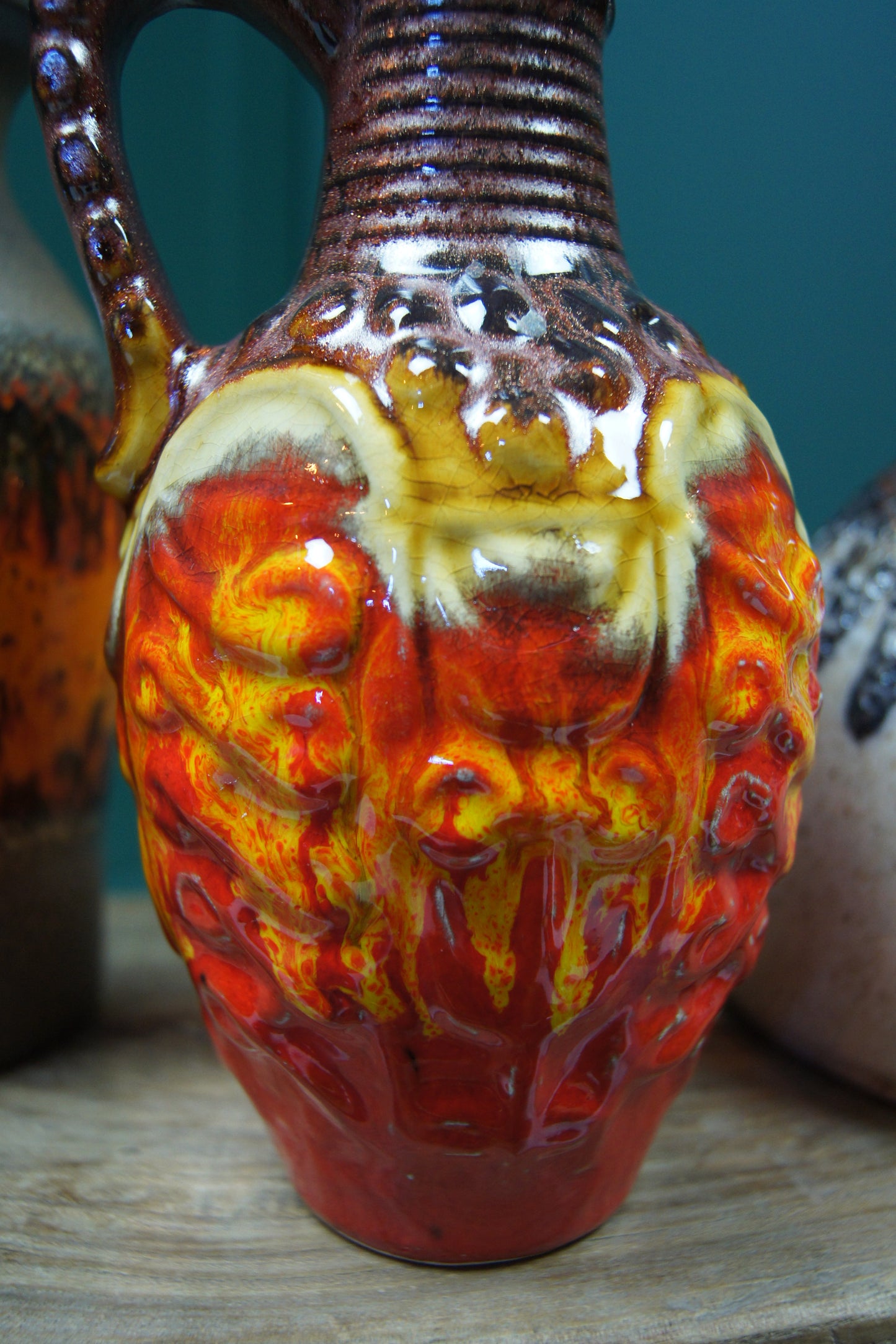 Small Orange & Yellow West German Vase