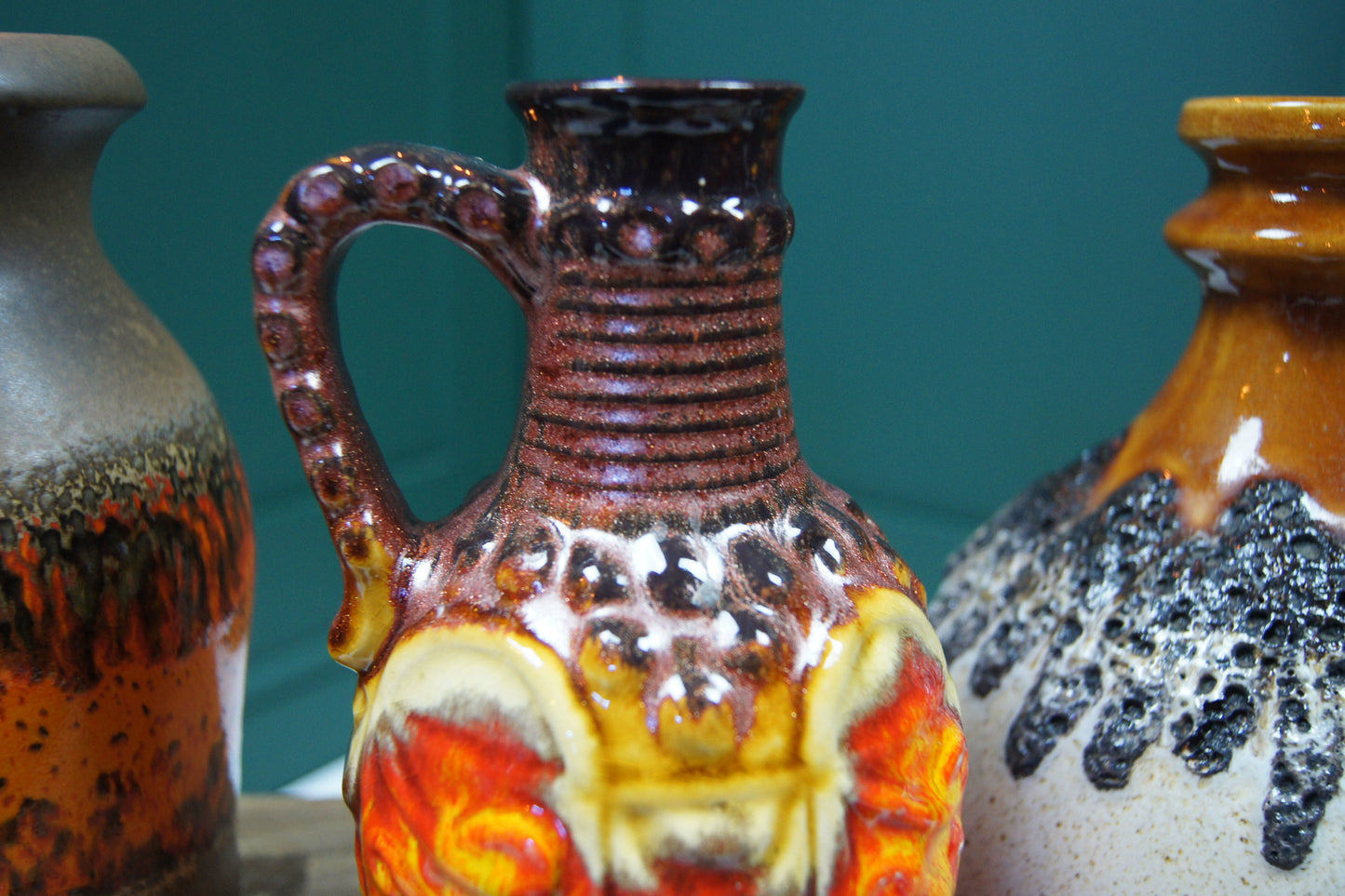 Small Orange & Yellow West German Vase