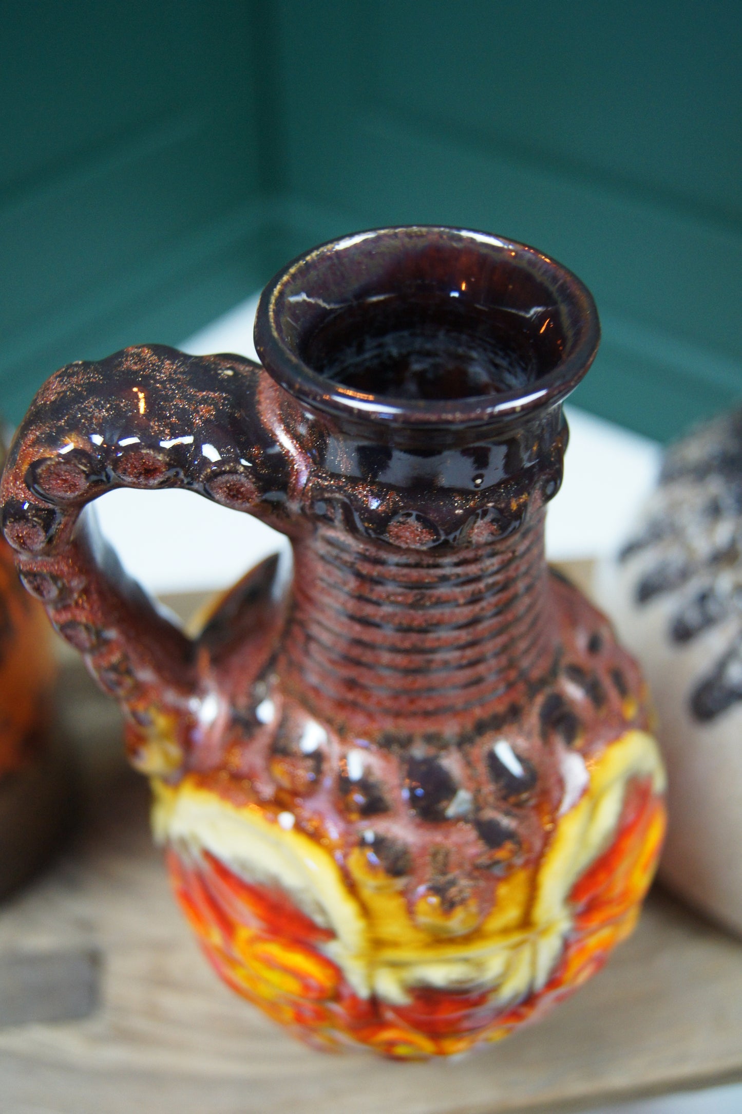 Small Orange & Yellow West German Vase