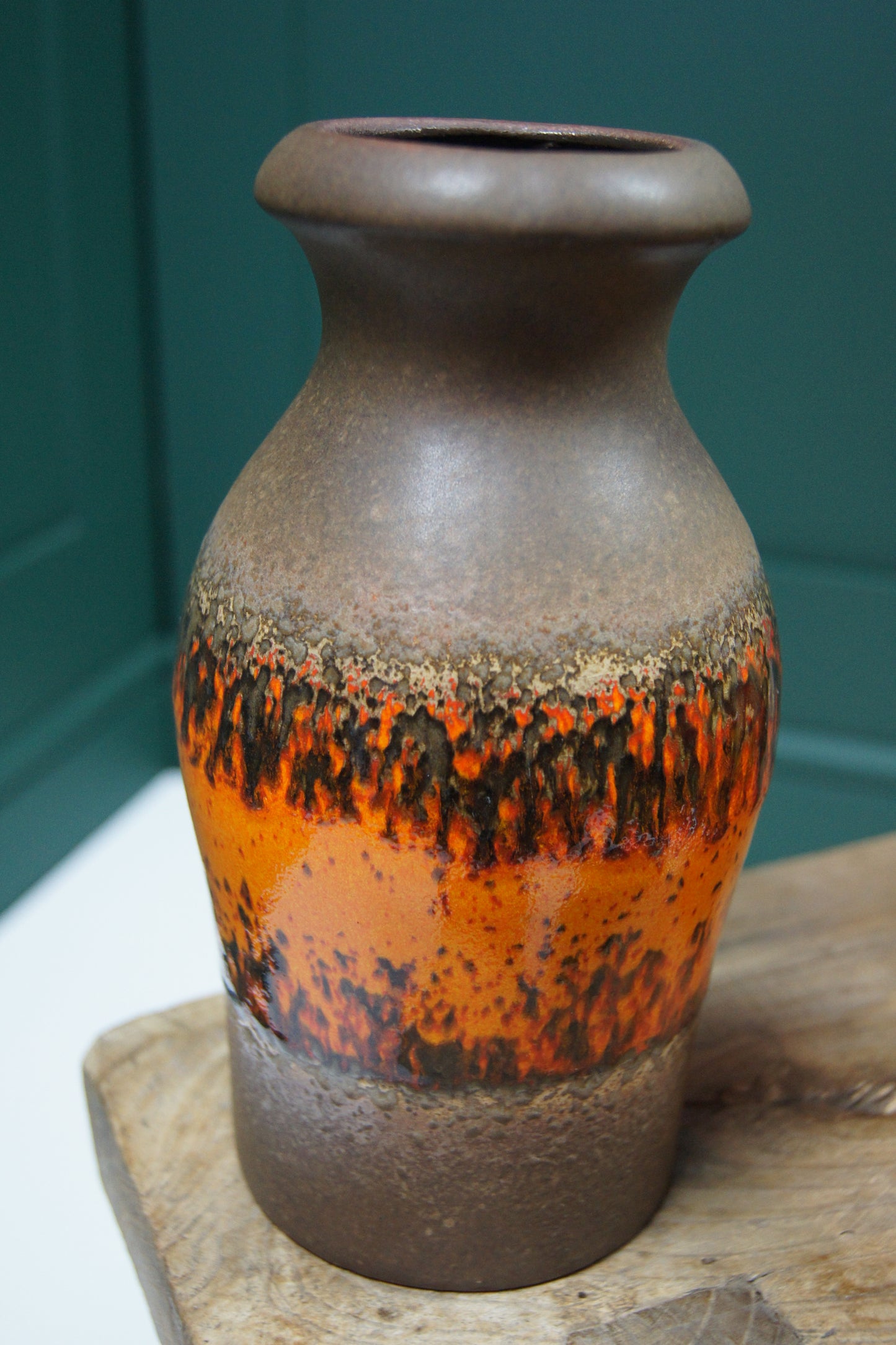 Small Brown & Orange West German Vase '208-21'