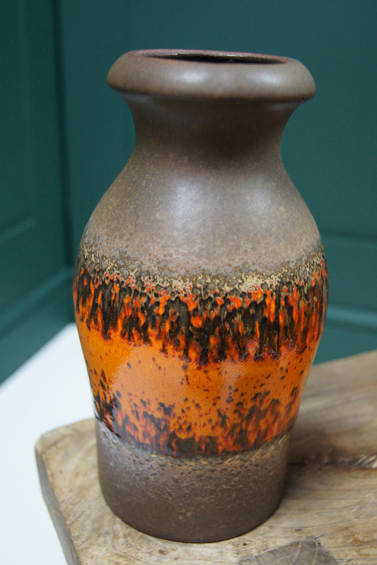 Small Brown & Orange West German Vase '208-21'