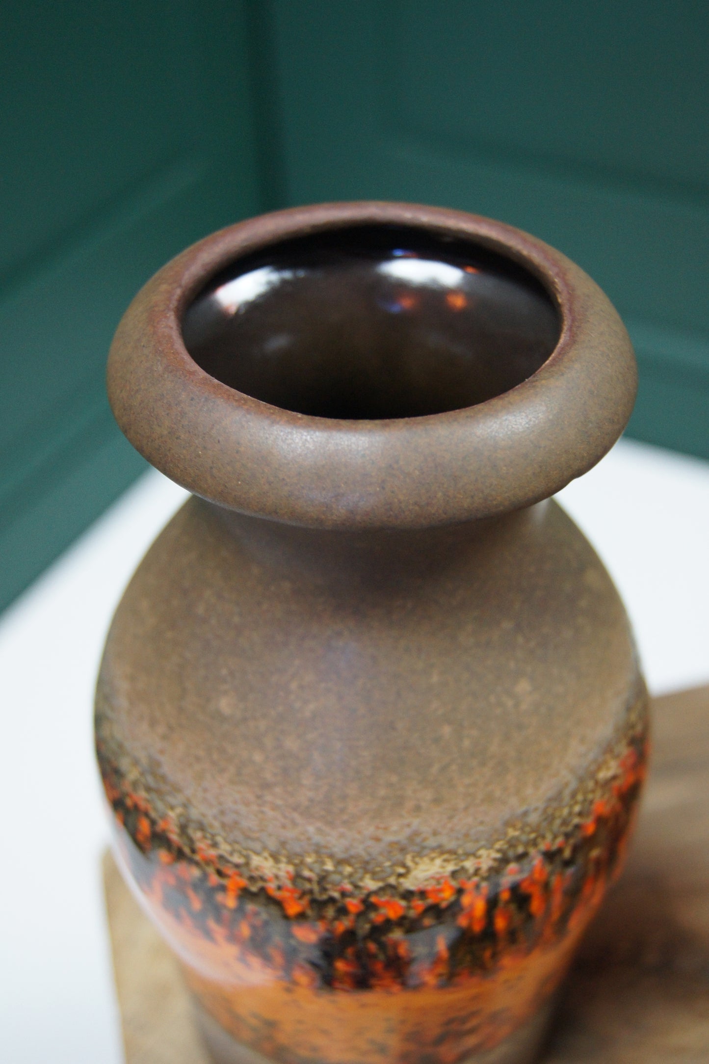 Small Brown & Orange West German Vase '208-21'