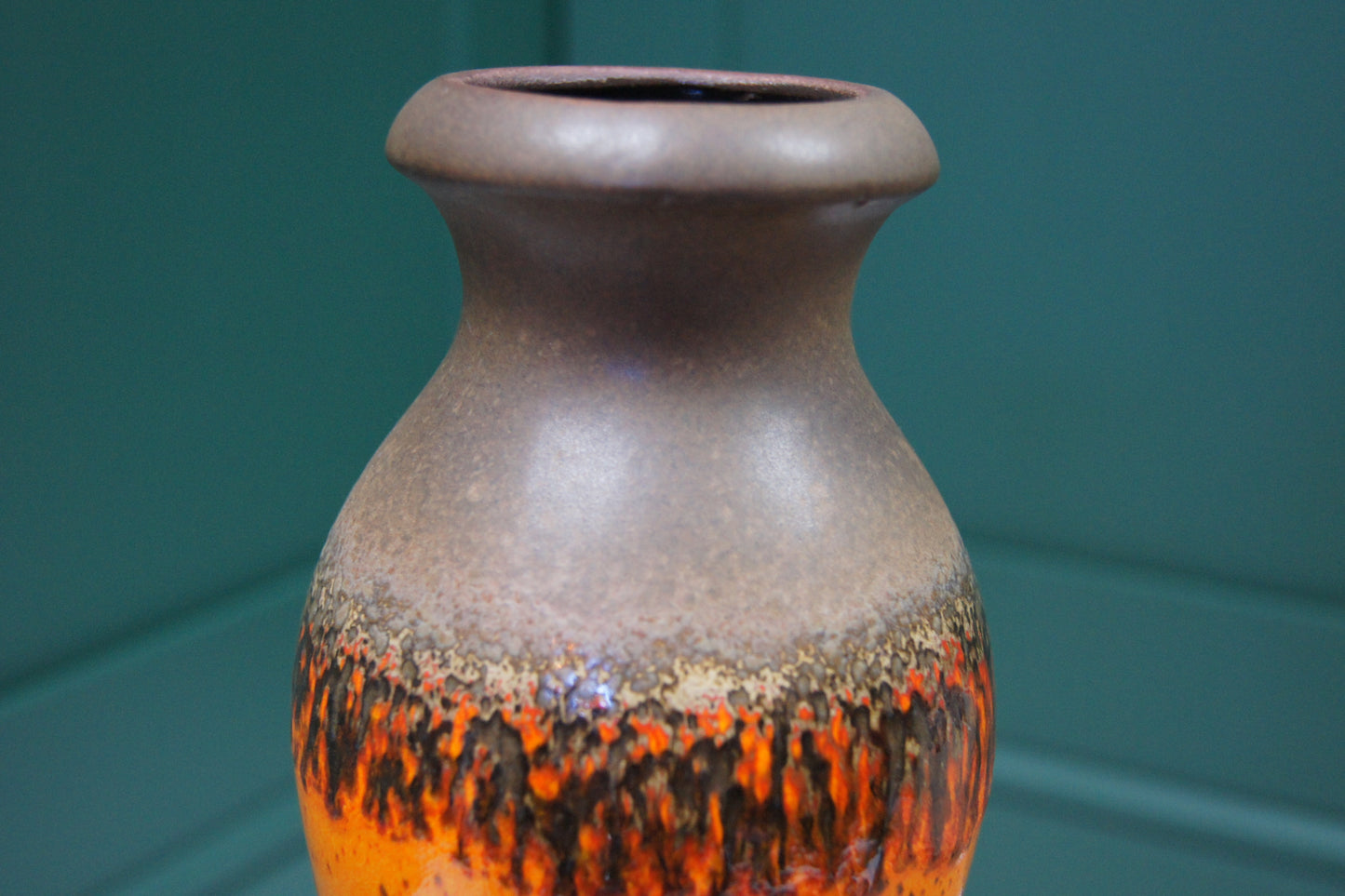 Small Brown & Orange West German Vase '208-21'
