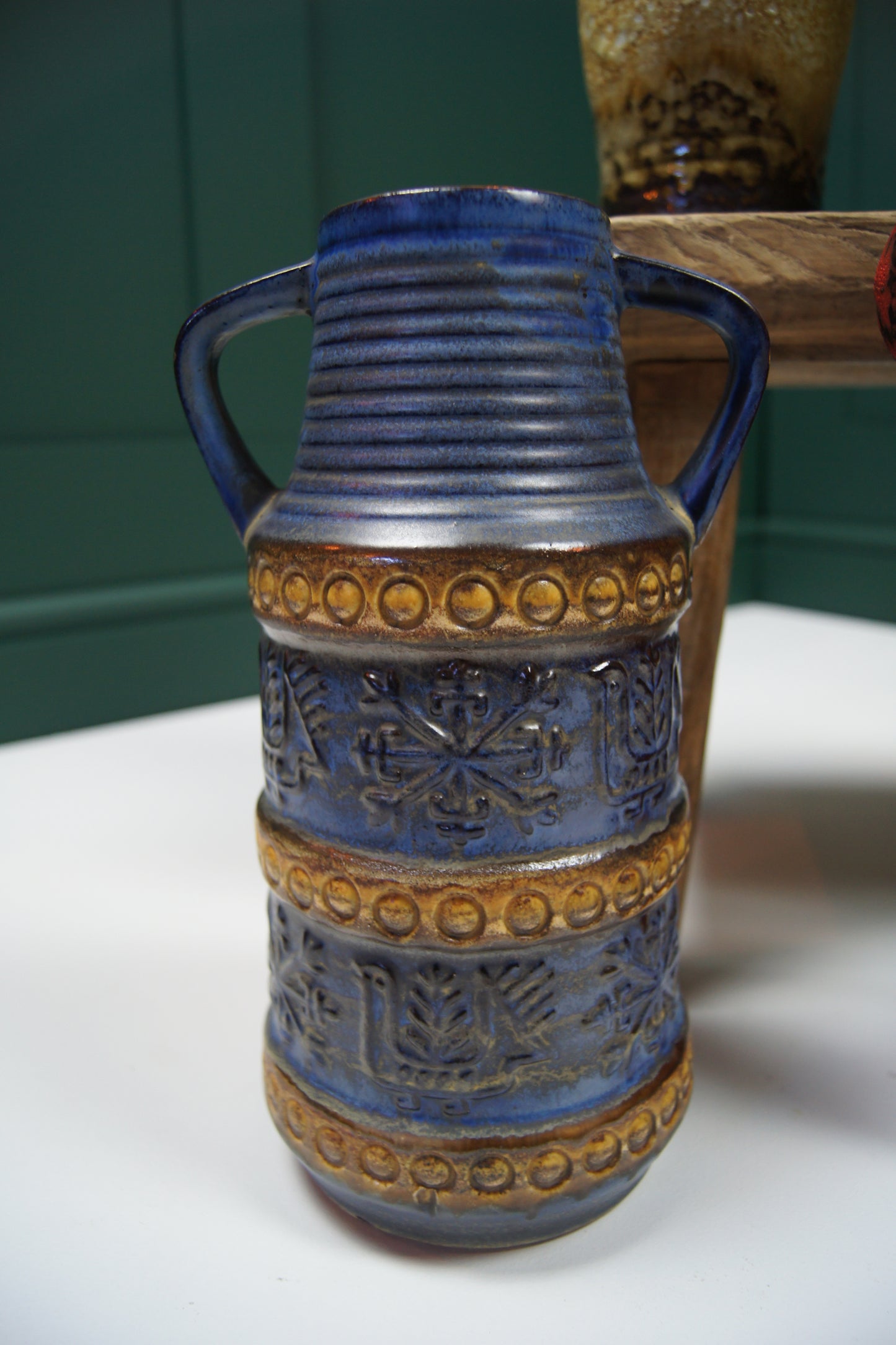 Medium Blue & Brown West German Vase '64-25'