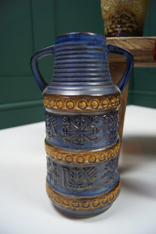 Medium Blue & Brown West German Vase '64-25'