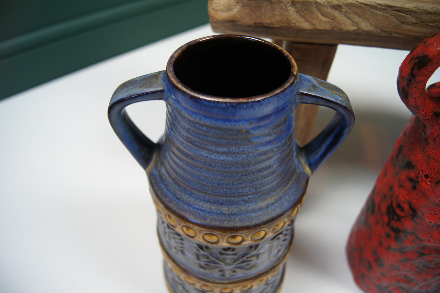 Medium Blue & Brown West German Vase '64-25'