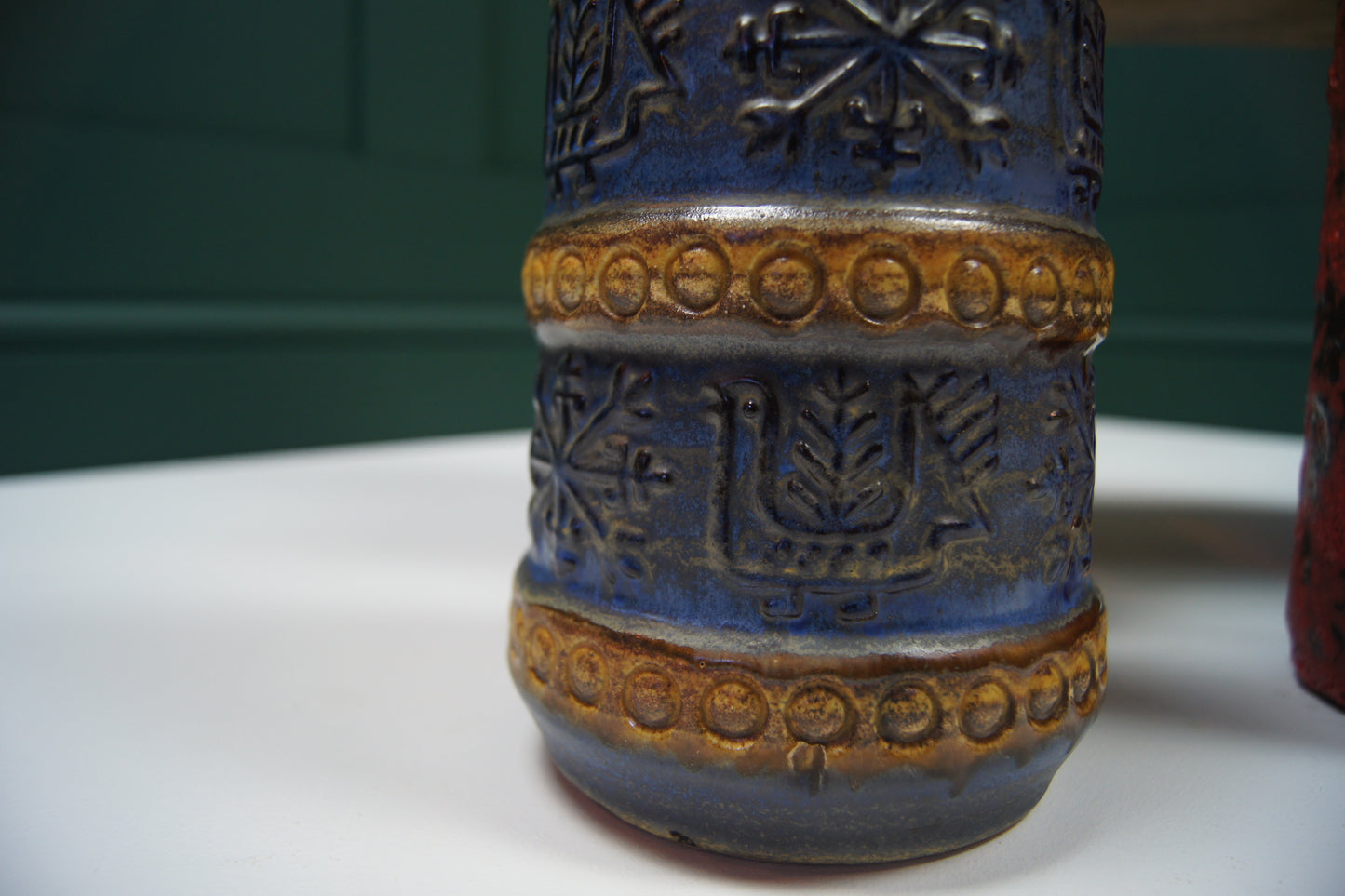 Medium Blue & Brown West German Vase '64-25'