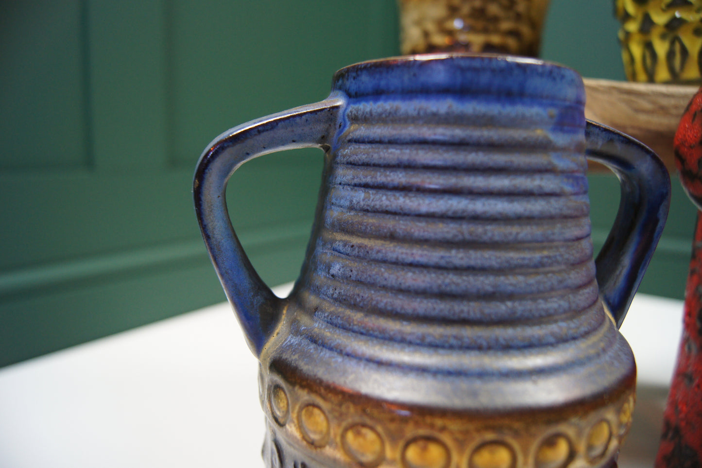 Medium Blue & Brown West German Vase '64-25'