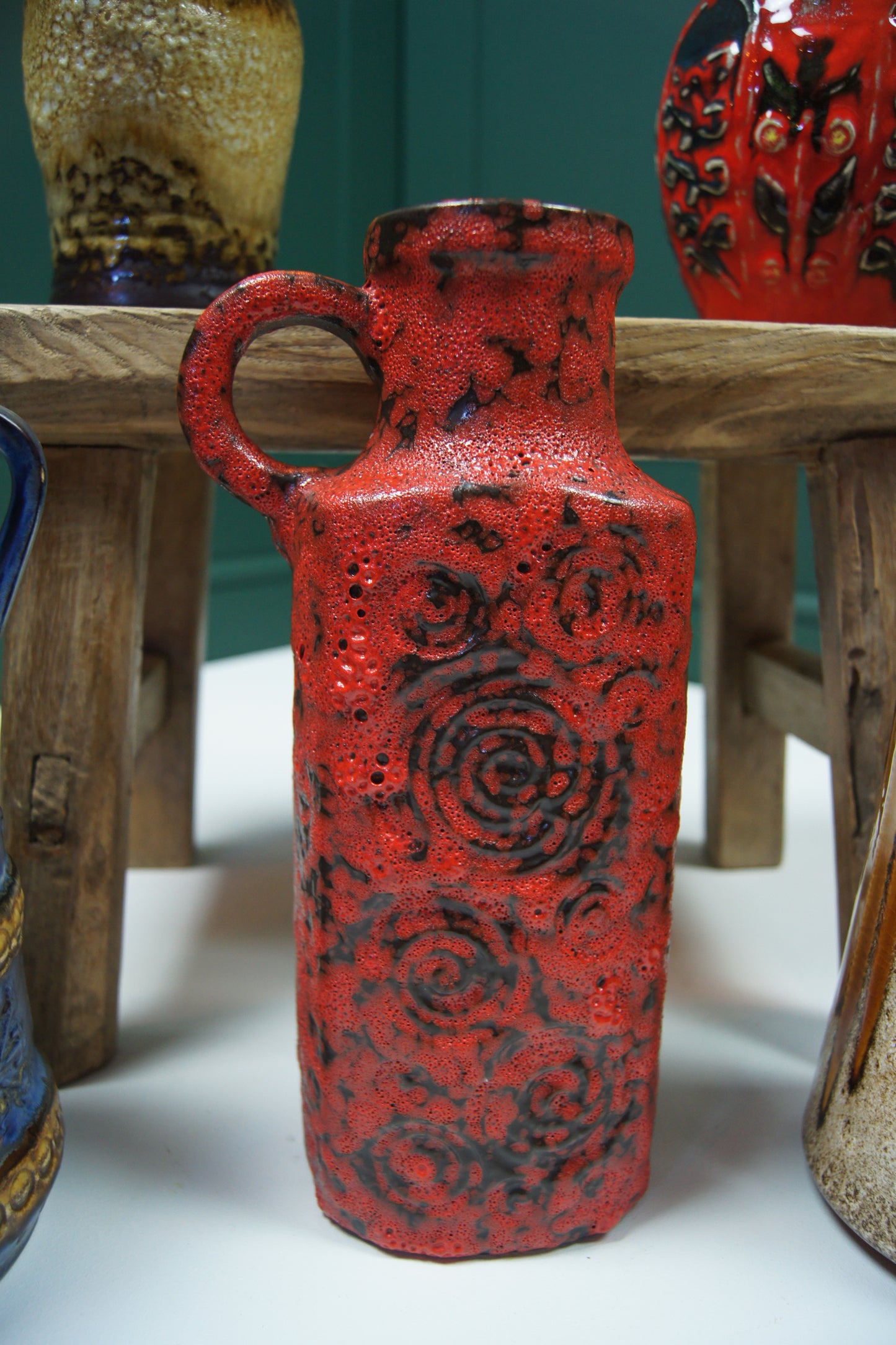 Medium Red & Black 'Fat Lava' West German Vase '482-28'