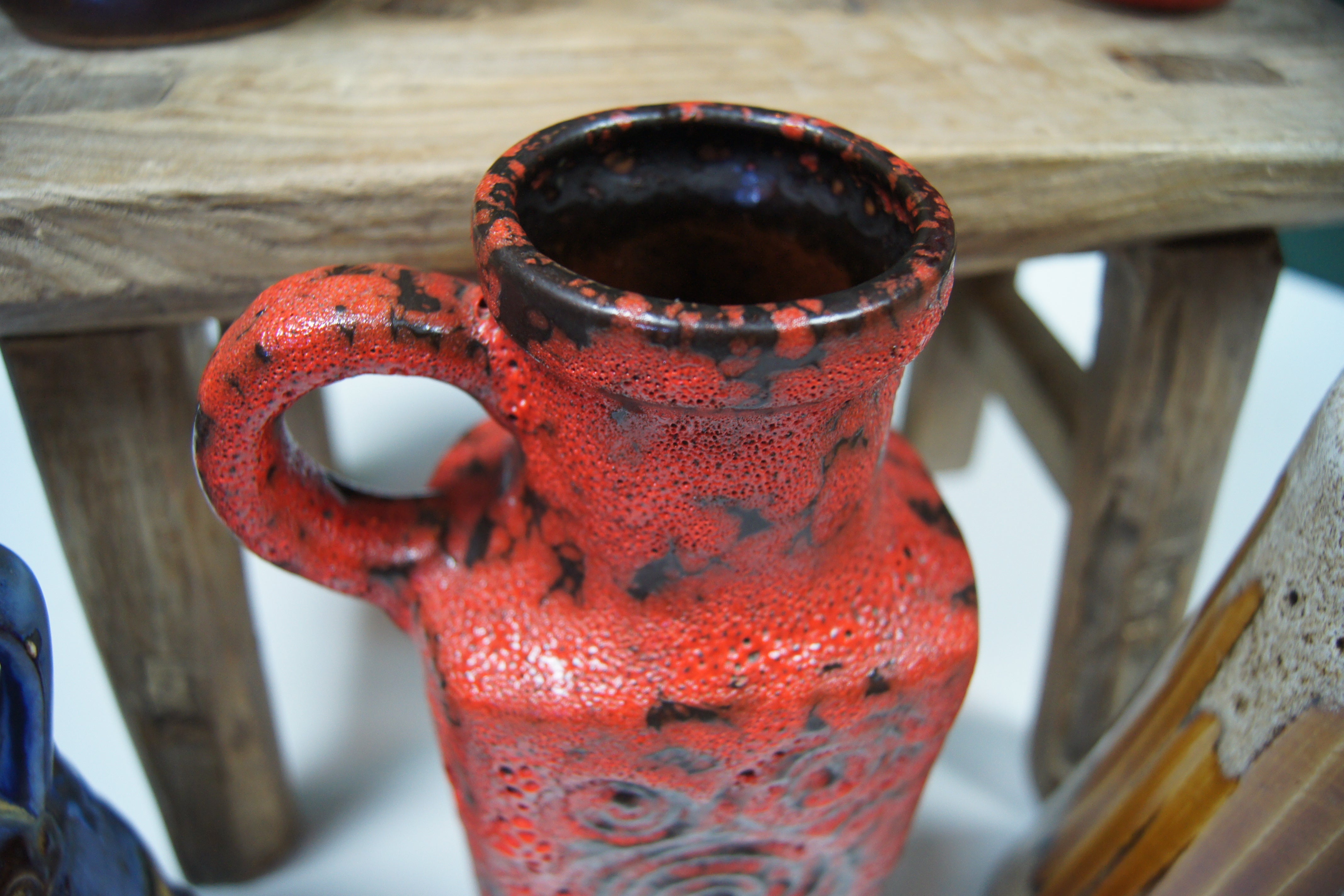 Medium Red & Black 'Fat Lava' West German Vase '482-28' – The