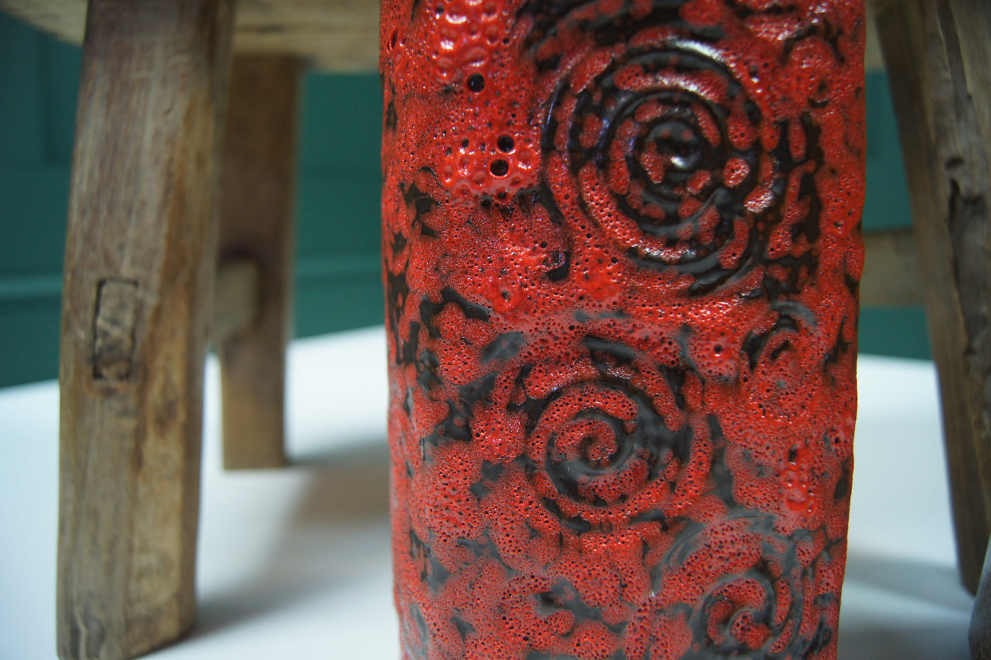 Medium Red & Black 'Fat Lava' West German Vase '482-28'